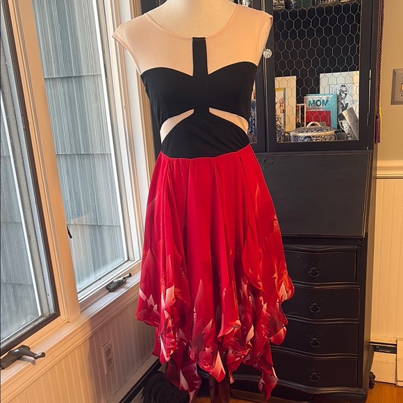 Ark & Co Asymmetrical Sleeveless Red and Black Dress size S NWOT - Picture 1 of 14